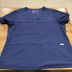 Figs Navy Crew Neck Scrub top